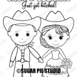 Western Country Cowboy Wedding Coloring Activity Book