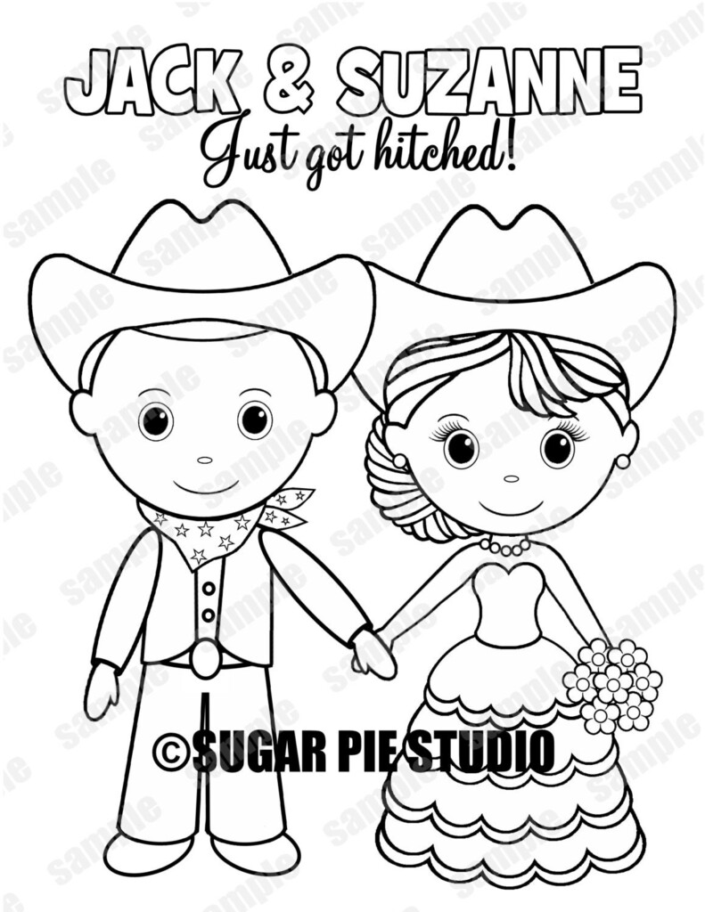 Western Country Cowboy Wedding Coloring Activity Book