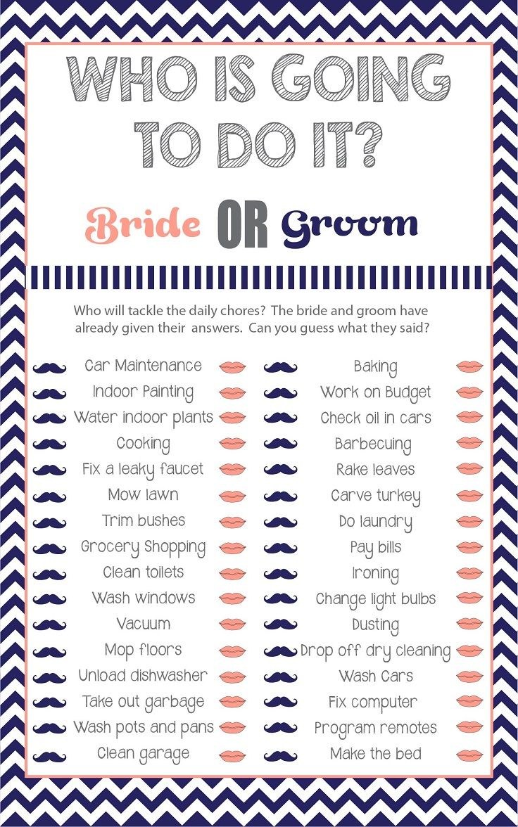 Who Is Going To Do It Bridal Shower Game Coral Shower Game Etsy