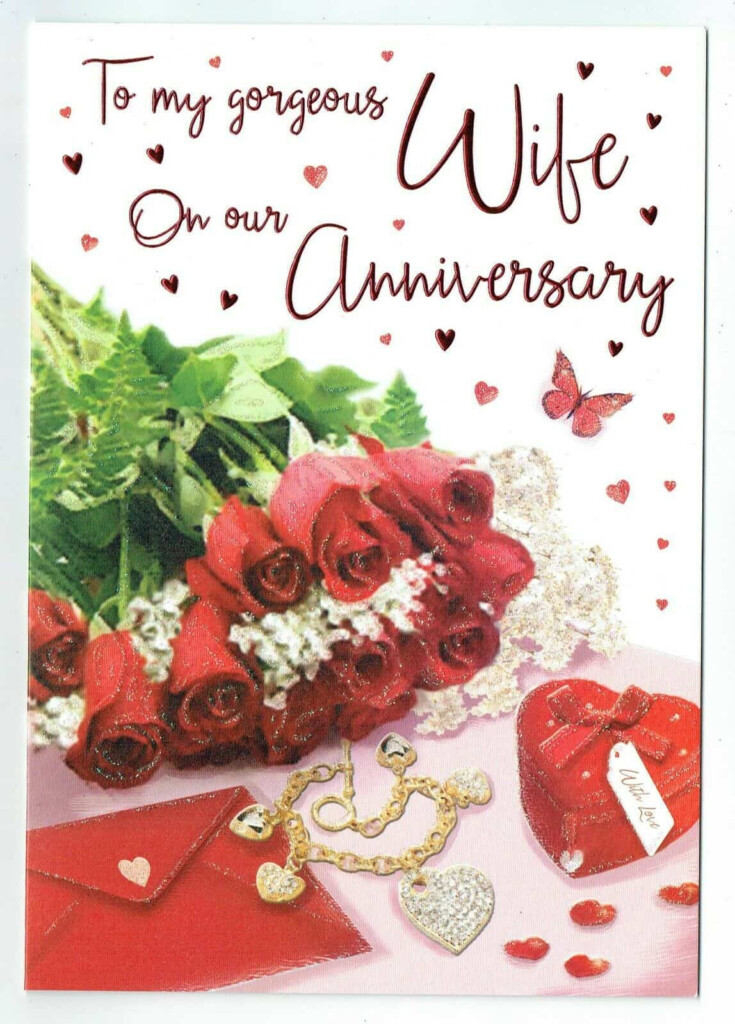 Wife Anniversary Card With Red Roses To My Gorgeous Wife 