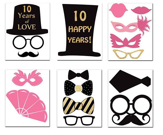 10th Wedding Anniversary Photo Booth Prop ANNIVERSARY PROPS Party 