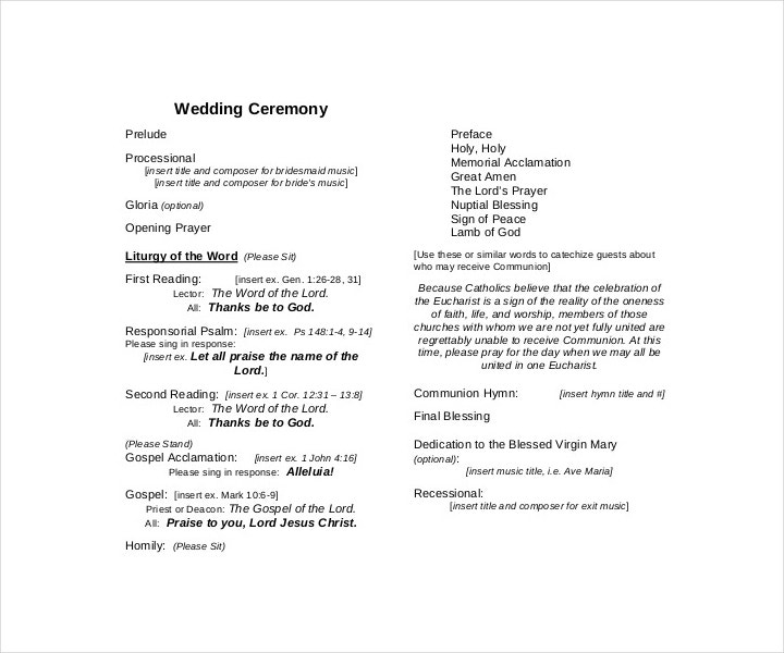 11 Wedding Ceremony Templates Free PDF DOC InDesign Format 