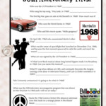 1968 Anniversary Trivia Game 50th Wedding Anniversary Party Instant