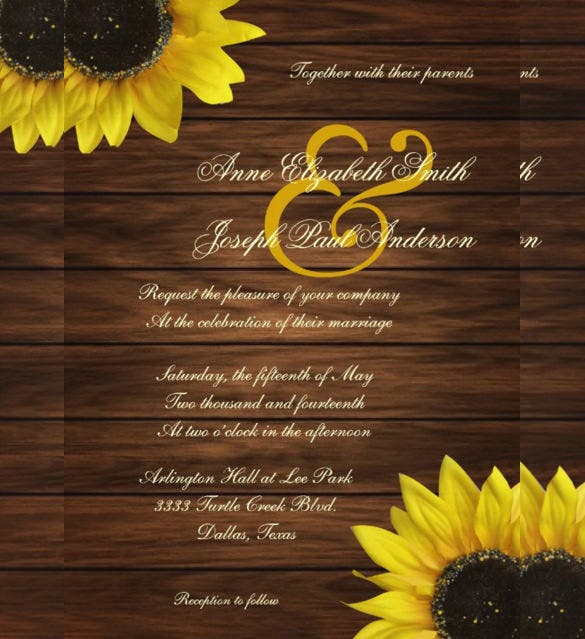 22 Sunflower Wedding Invitation Templates PSD AI Word InDesign 