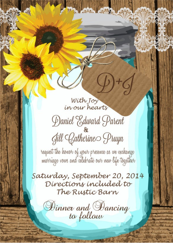 22 Sunflower Wedding Invitation Templates PSD AI Word InDesign 