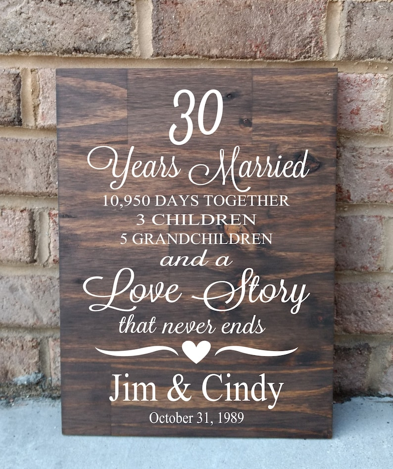 30 Years Of Marriage Hand Painted Wood Sign 30th Anniversary Etsy