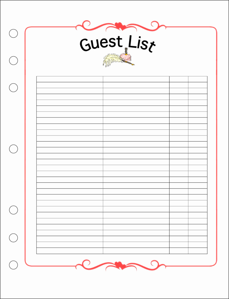 5 Easy To Use Wedding Guest List Template SampleTemplatess 