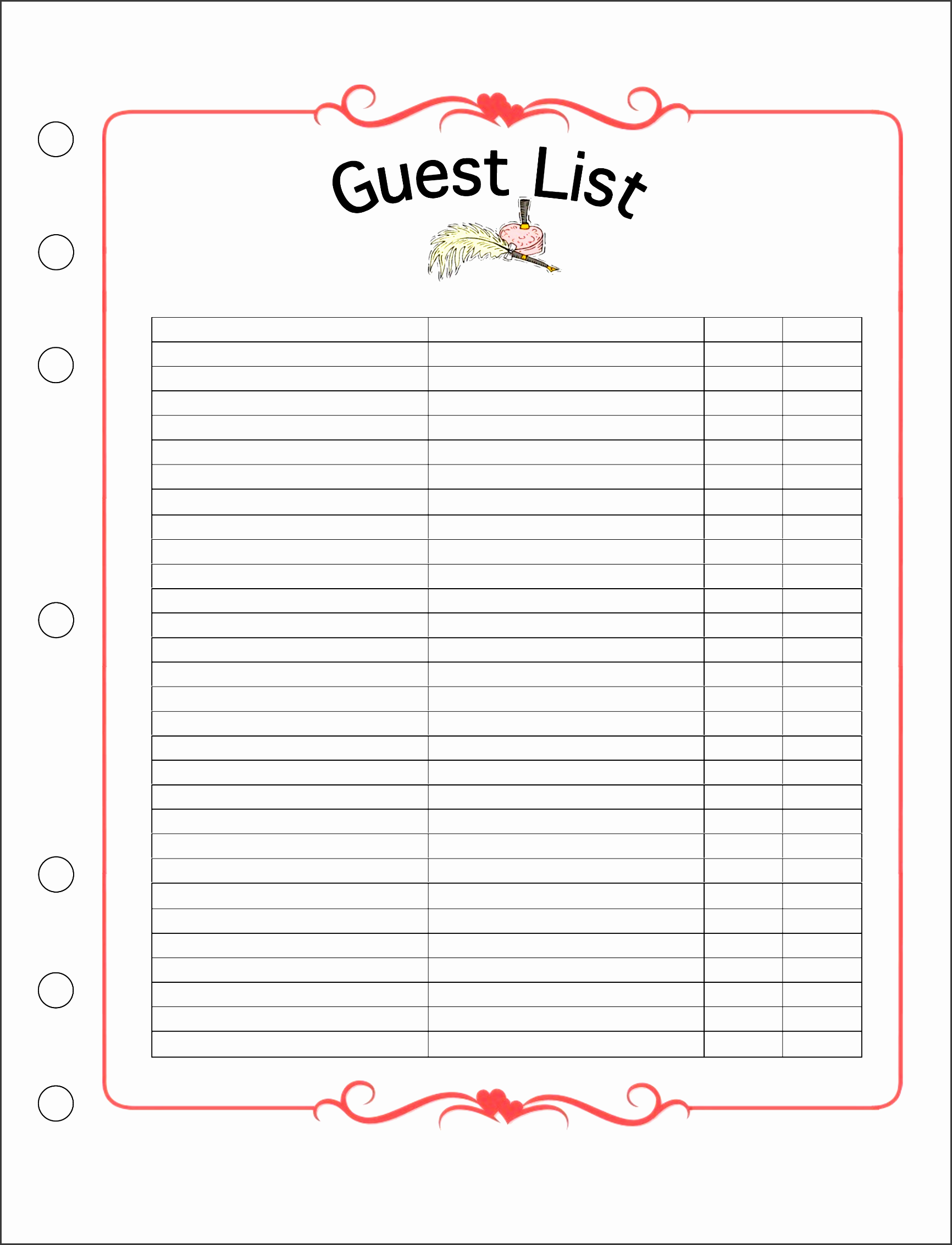 5 Easy To Use Wedding Guest List Template SampleTemplatess 