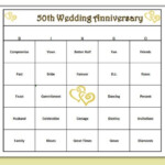 50th Anniversary Party Bingo Game 60 Cards Golden Anniversary And