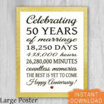 50th ANNIVERSARY PRINTABLE Art50 Years Golden Anniversary Etsy In