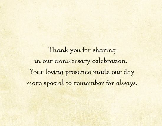 50th Anniversary Thank You Wording Wedding Thank You Messages Golden 