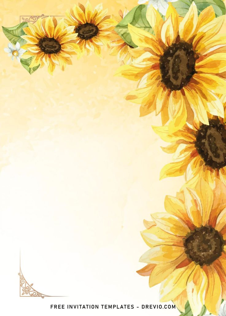 8 Watercolor Sunflower Wedding Invitation Templates
