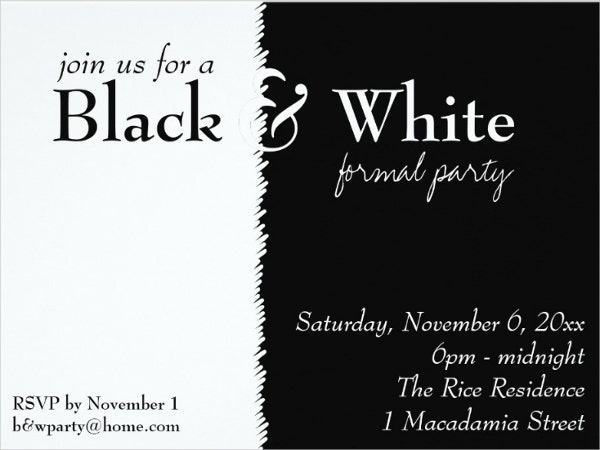 9 Black and White Party Invitation Designs Templates PSD AI Word