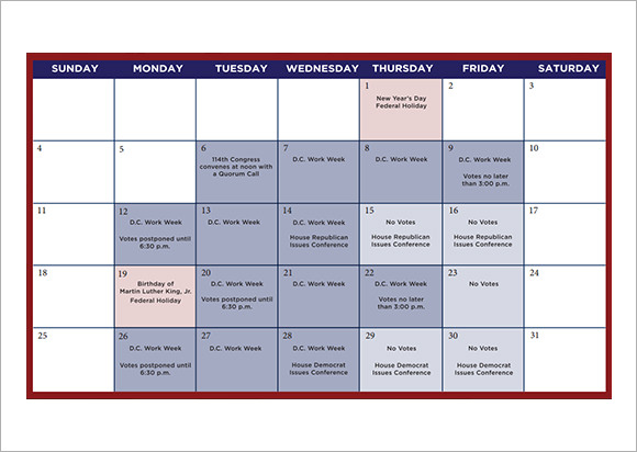 9 Sample Planning Calendar Templates To Download Sample Templates