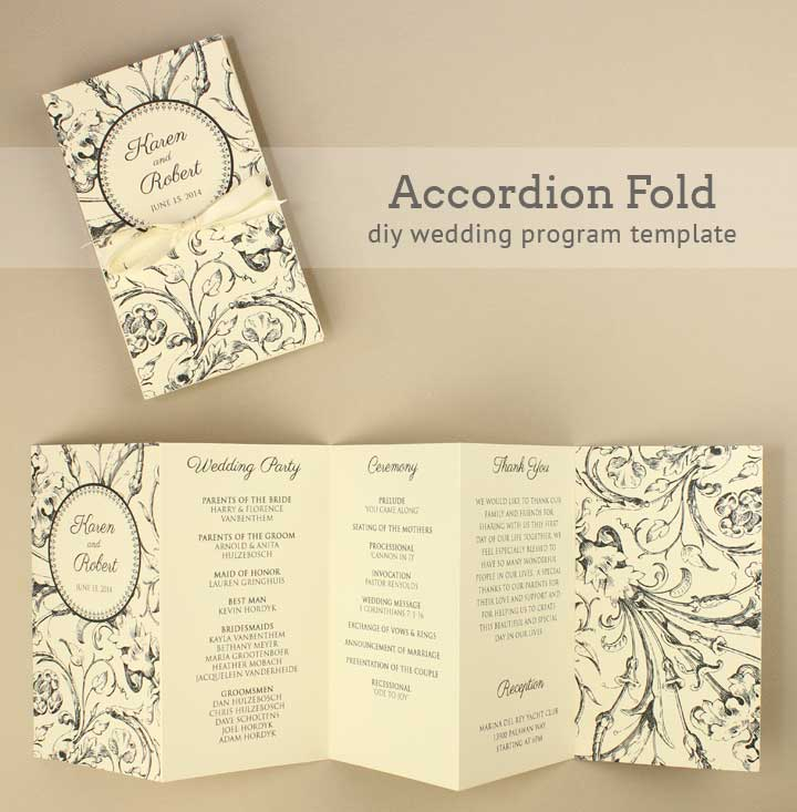 Accordian Fold DIY Wedding Program