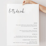 ADELLA Modern Wedding Bar Menu Template Minimalist Bar Menu Sign Let