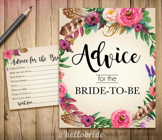 Advice For The Bride To Be Advice For The Newlywed Printable Bohemian