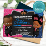 African American Boss Baby Gender Reveal Invitation Printable DIY