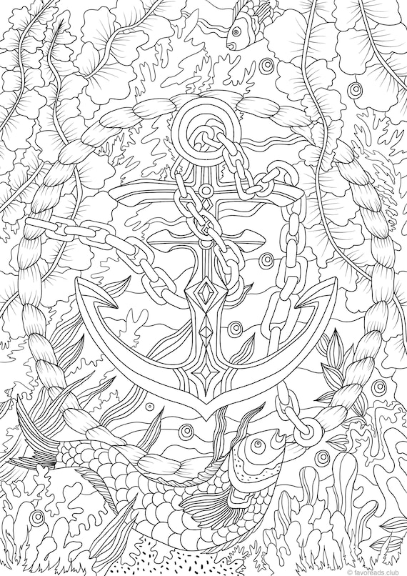 Anchor Printable Adult Coloring Page From Favoreads Etsy