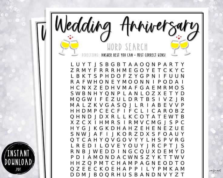 Anniversary Games Word Search Fun Anniversary Party Games Etsy