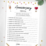 Anniversary Trivia Party Keepsake Game 25th 30th 40th Etsy In 2020