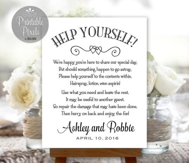 Bathroom Basket Sign Printable Wedding Restroom Toiletries Basket 