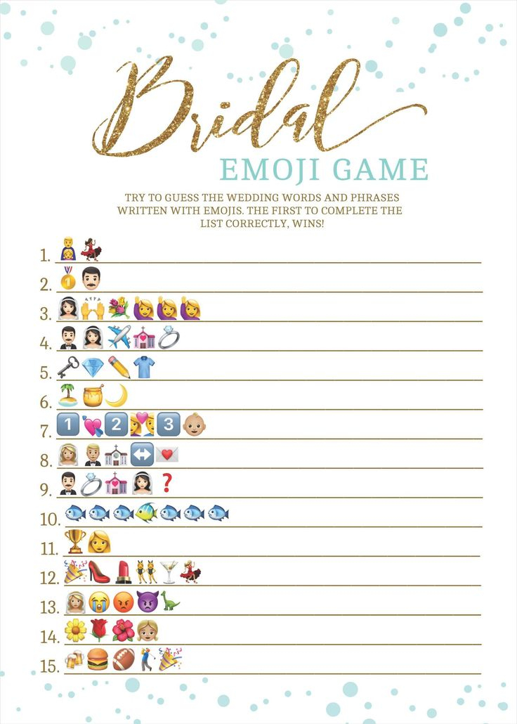 Bridal Shower Bachelorette Hen Party Bridal Game Emoji Pictionary 