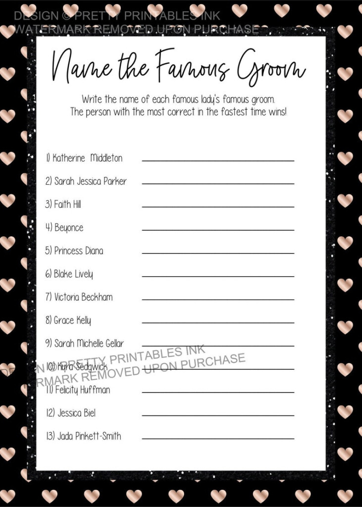 Celebrity Couples Quiz Printable Famous Couples Bridal Etsy