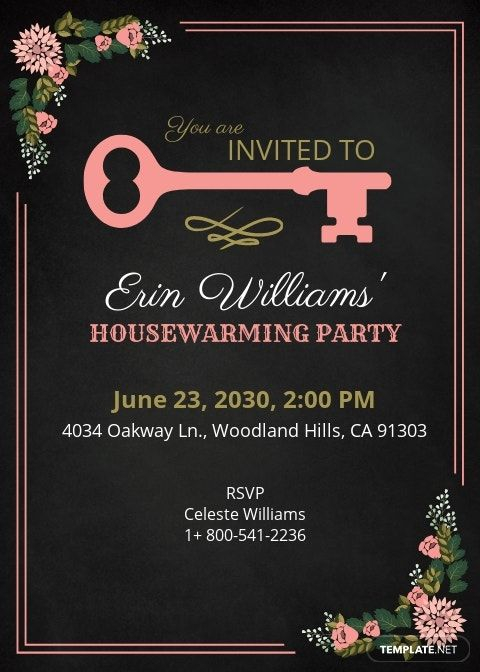 Chalkboard Housewarming Invitation Template Free JPG Word PSD P 