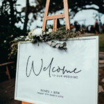 Chic Simple White Greenery And Black Wedding Welcome Sign