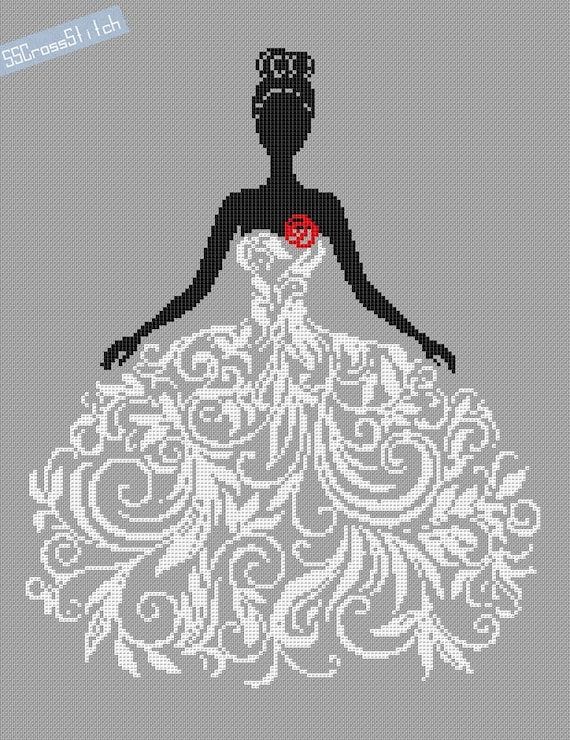 Counted Cross Stitch Pattern Bride In Wedding Dress Abstract