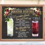 Digital Printable Wedding Bar Menu Sign Botanical Signature Etsy