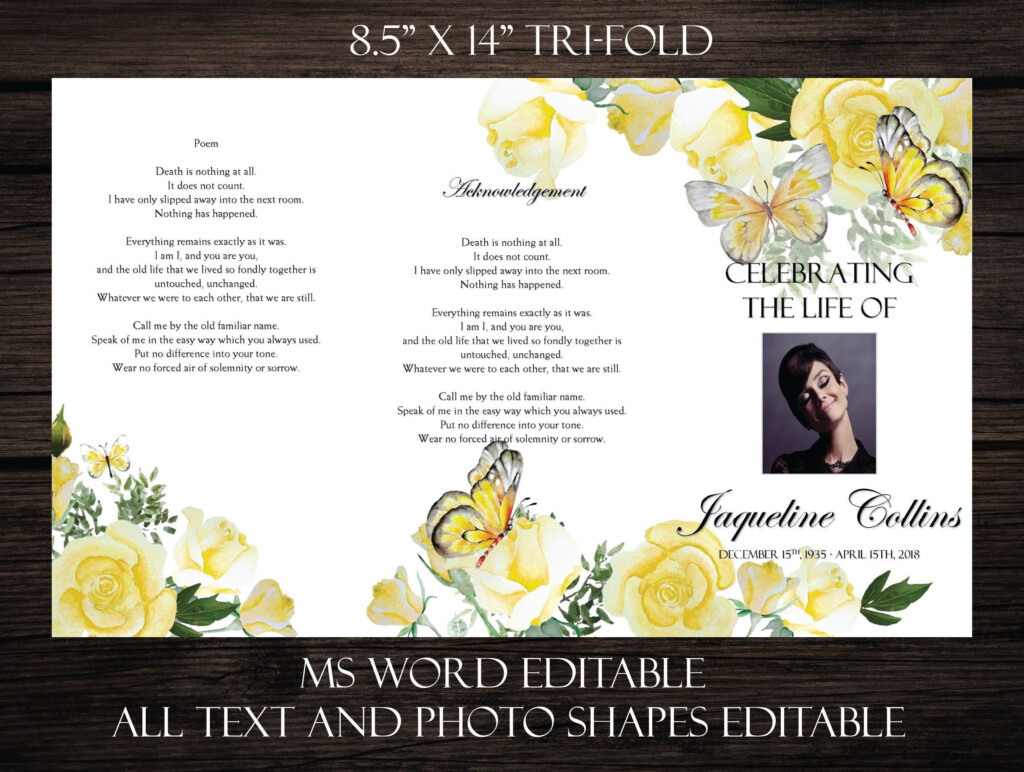 DIY Printable 8 5x14 Tri Fold Funeral Program Memorial Etsy In 2021 