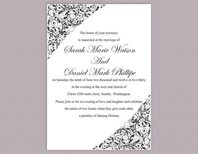 DIY Wedding Invitation Template Editable Word File Instant Download 