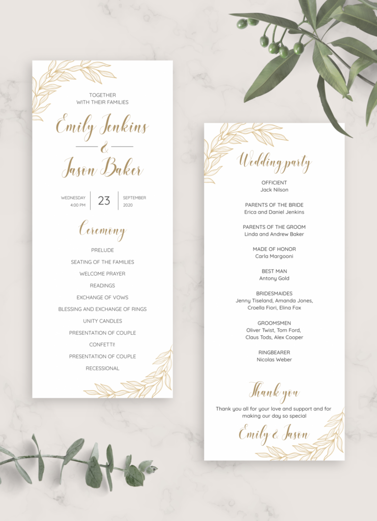 Download Printable Golden Wedding Program PDF