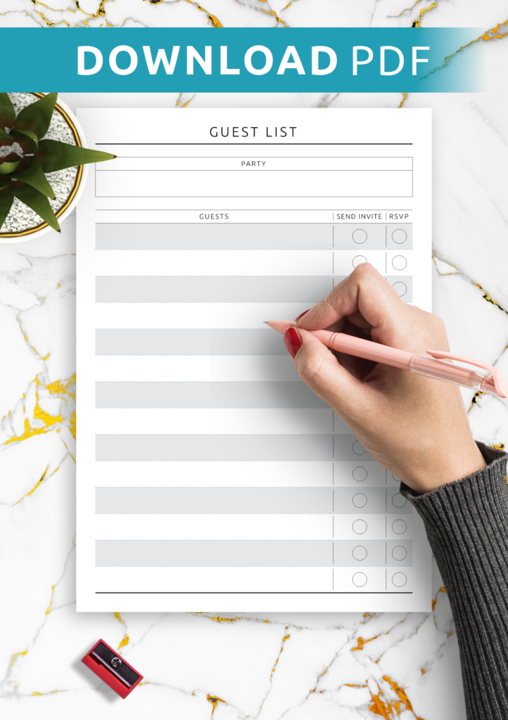 Download Printable Party Guest List Original Style PDF