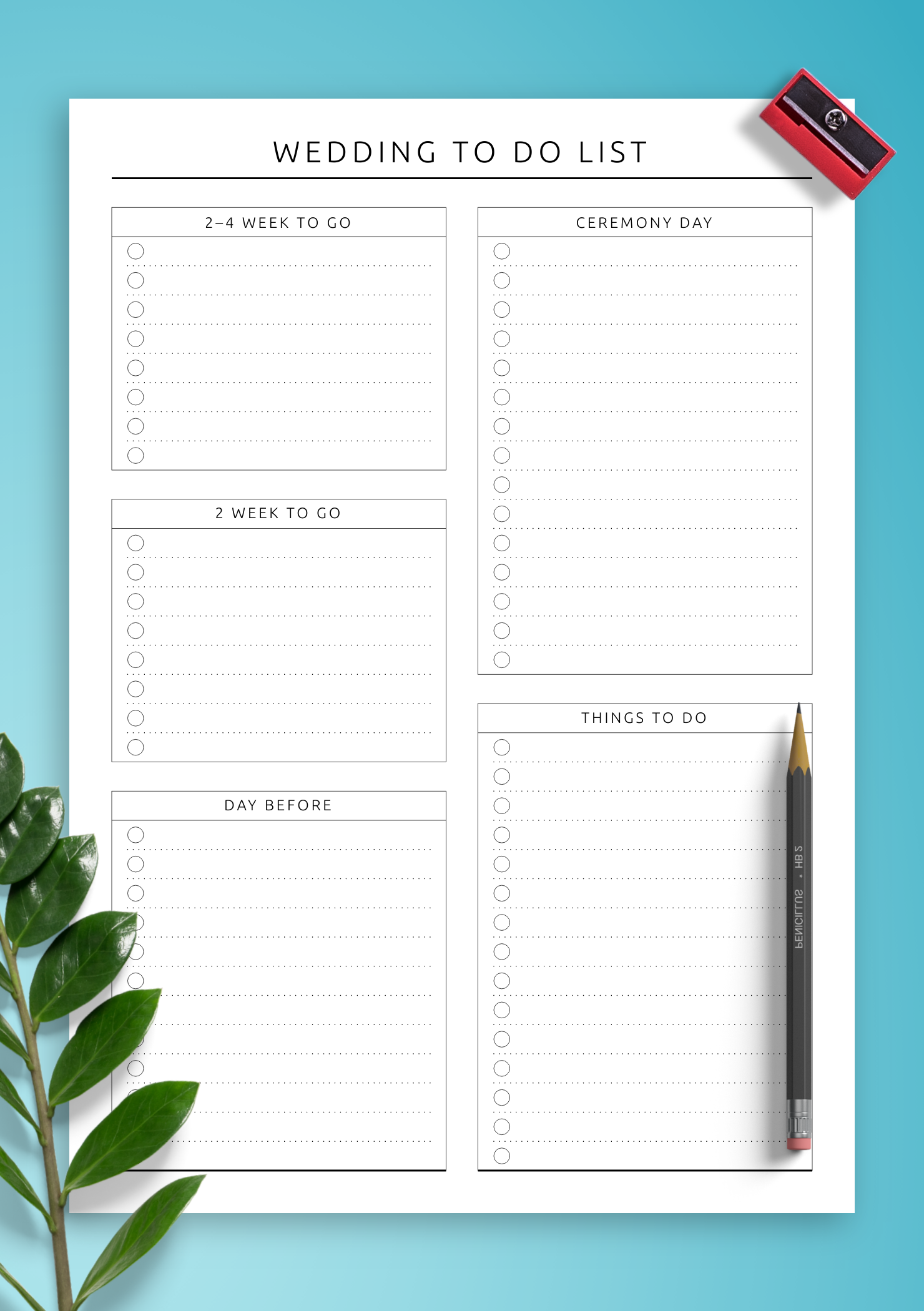 Download Printable Wedding To Do List Template Original PDF