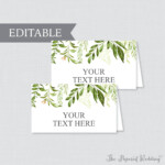 EDITABLE Tent Cards Printable Green Wedding Tent Cards Greenery