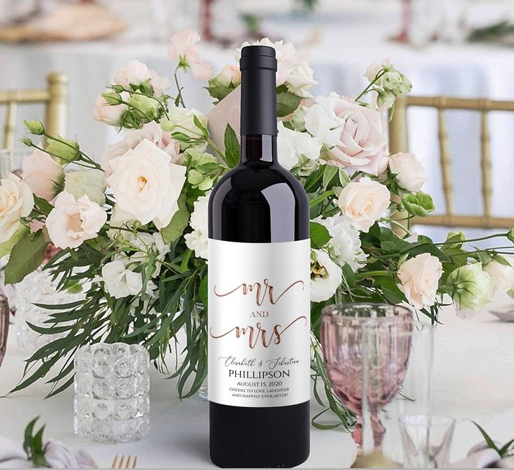 Editable Wine Label Template Rose Gold Mr Mrs Printable Wine Etsy