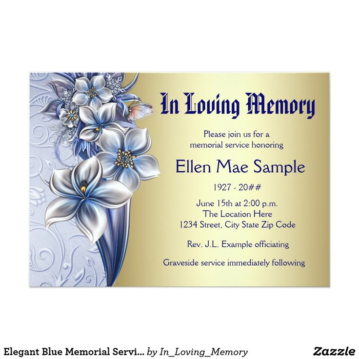 Elegant Blue Memorial Service Announcements Zazzle Memorial
