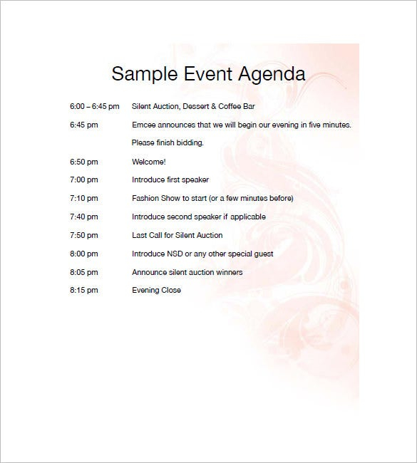 Event Agenda Template 8 Free Word Excel PDF Format Download Free 