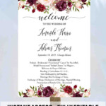 Fall Flowers Wedding Fan Program Boho Fan Program Template Download