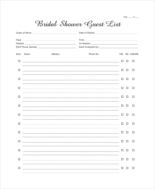 FREE 7 Sample Wedding Guest Lists In PDF MS Word Excel