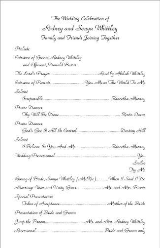 FREE Examples Of Wedding Program Wordings And Layouts From The Wedding