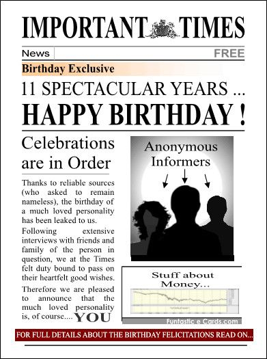 Free Printable Birthday Newspaper Funny Happy Birthday Newspaper 