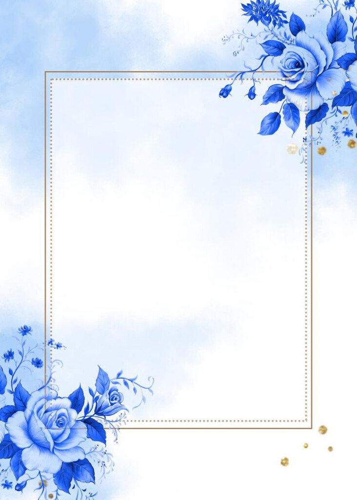  FREE Printable Blue Rose Themed Baby Shower Invitation Templates