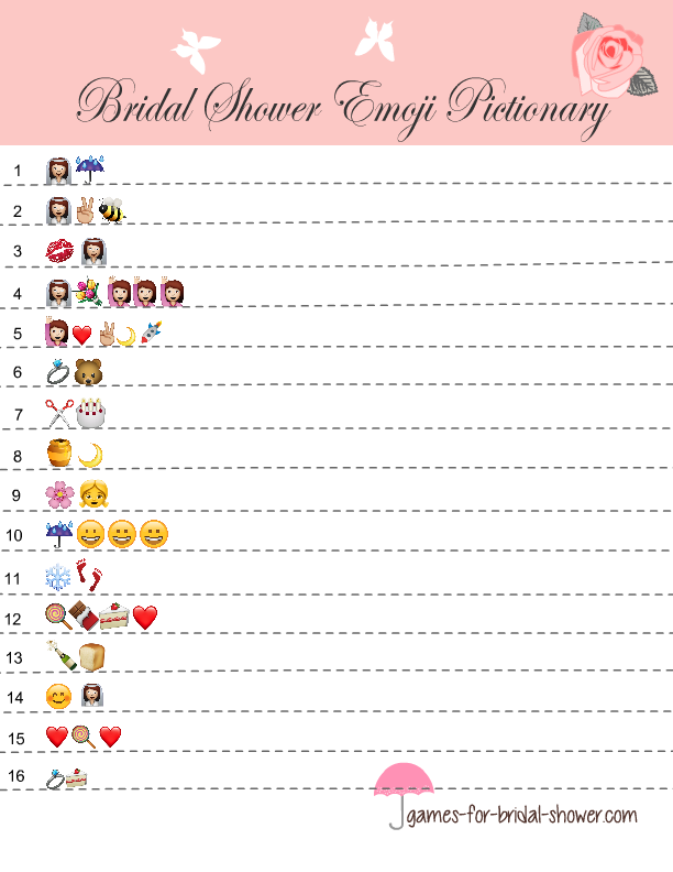 Free Printable Bridal Shower Emoji Pictionary Quiz