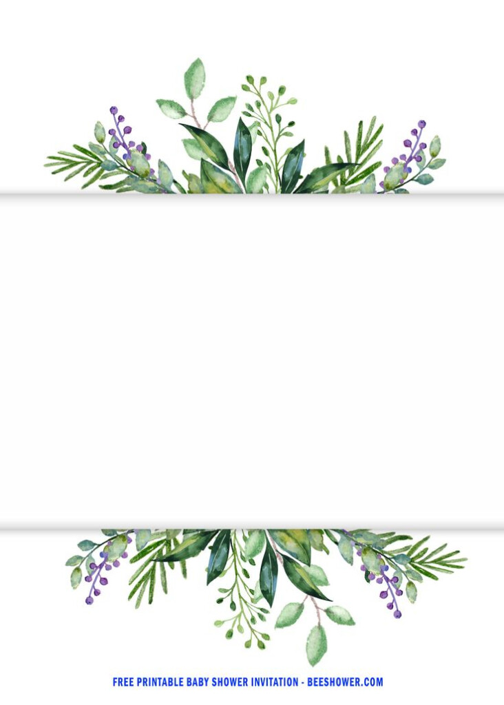 FREE Printable Cute Watercolor Greenery Invitation Templates 