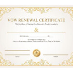 Free Printable Gold Vines Certificate Of Vow Renewal Renewal Of