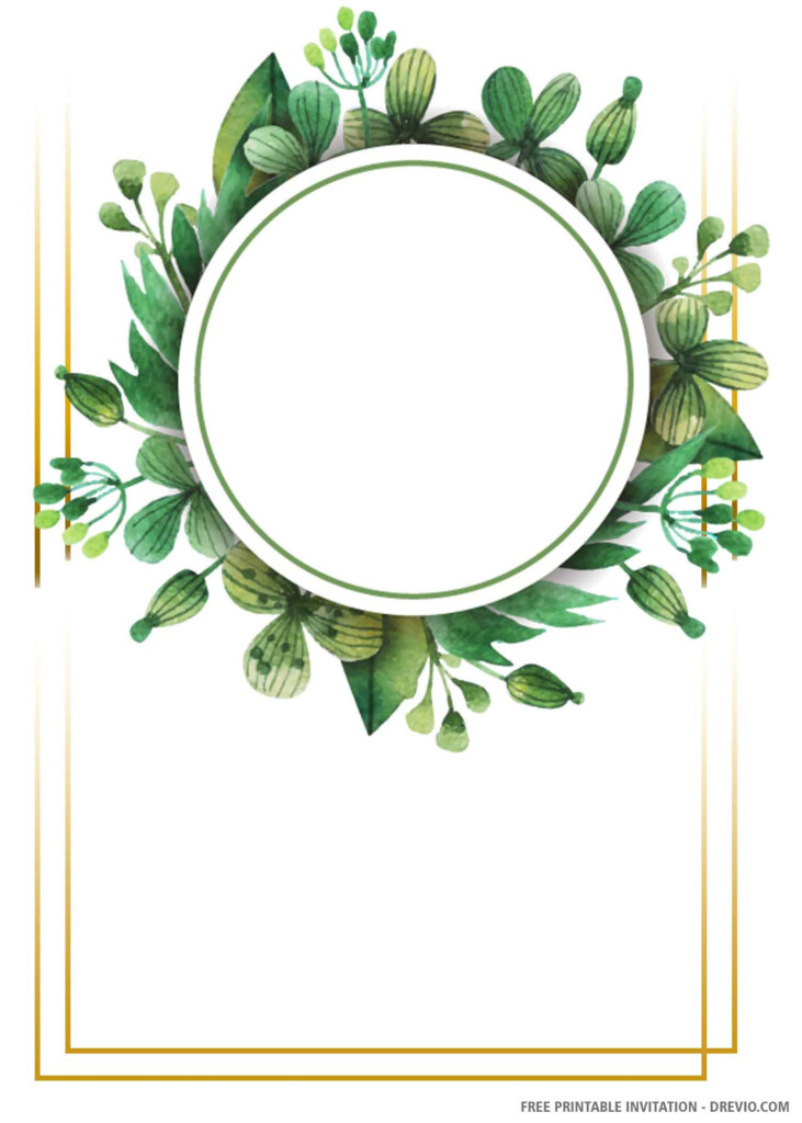  FREE PRINTABLE Round Greenery Wedding Invitation Templates DREVIO